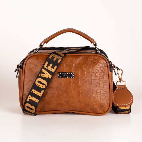 Croco Trizip Crossbody Bag