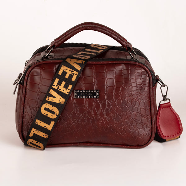 Croco Trizip Crossbody Bag