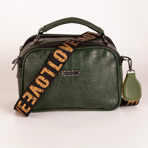 Croco Trizip Crossbody Bag